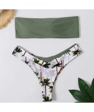 Sets Women's High Cut Bandeau Bikini Set Strapless 2 Pieces Bathing Suit Swim Tops Brazilia Bottom - Green-bottom - CD1952OD8HZ