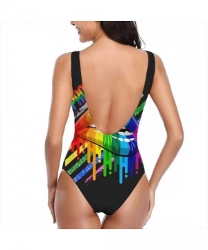 One-Pieces Lesbian Rainbow Lips Pride Women's One Piece Swimsuits Low Back Bathing Suit Bikini Swimwear - CA18XOGQORX