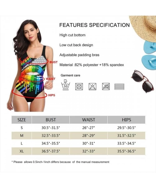 One-Pieces Lesbian Rainbow Lips Pride Women's One Piece Swimsuits Low Back Bathing Suit Bikini Swimwear - CA18XOGQORX