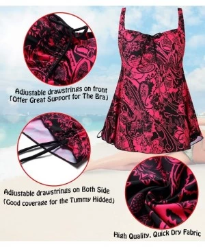 Tankinis Plus Size Swimsuit for Women Tankini Swimwear Bathing Suit Swimwear Two Piece Design - Red - CU18QRH8IZ4