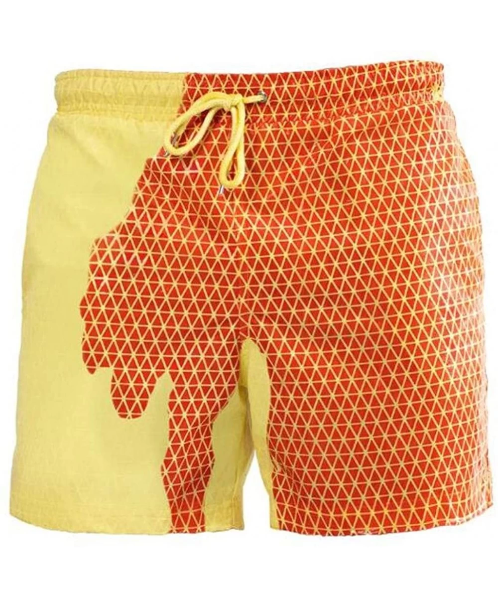 Racing Surf Swim Trunks Fun Discolor Quick Dry Beach Short Cozy Elastic Waist Swimming Pants - Yellow - CY1903L9RYX