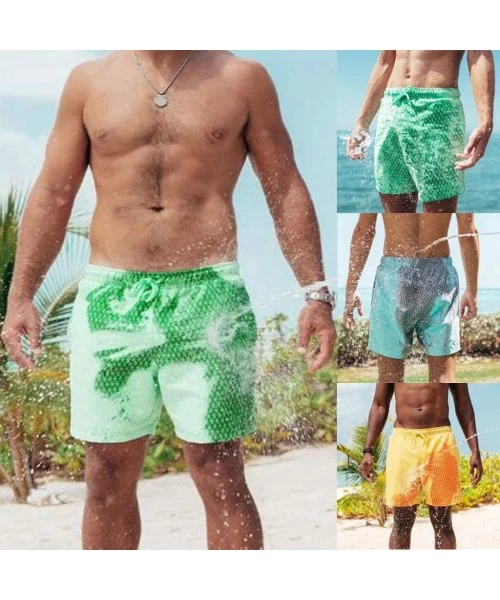 Racing Surf Swim Trunks Fun Discolor Quick Dry Beach Short Cozy Elastic Waist Swimming Pants - Yellow - CY1903L9RYX