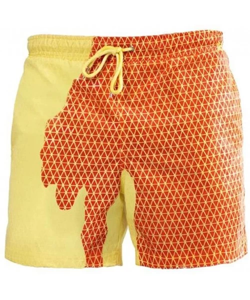 Racing Surf Swim Trunks Fun Discolor Quick Dry Beach Short Cozy Elastic Waist Swimming Pants - Yellow - CY1903L9RYX