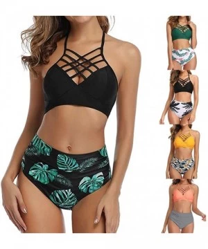 One-Pieces Swimsuits for Women Tummy Control Summer Cross Strappy Two Piece High Waisted Floral Ruched Bikini Bathing Suits W...