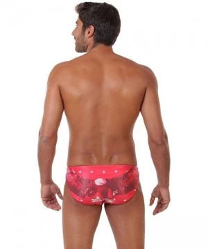 Racing Swim America Star Men's Athletic Swimwear- Men's Active Swimwear Swim Briefs- Men's Water Polo Swimsuit - Red - CG18ZT...