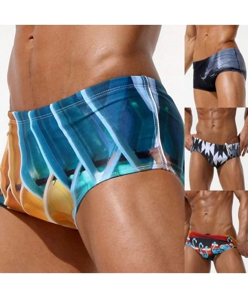 Briefs Sexy Swimwear Fashion Bikini Briefs Boxer Trunks Men Swimsuits Brazilian Cut Short Pants - Black - CE1973E6I59