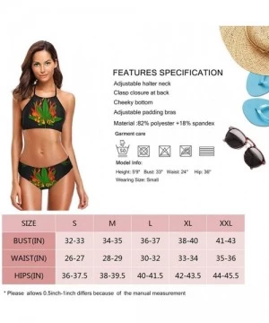 One-Pieces Swimsuits for Women High Neck Bikini Floral Print 2 Piece Sexy Blue Tie Dye - Burning Marijuana Weed Leaf Black - ...