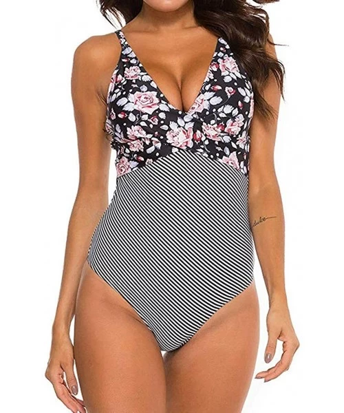 Cover-Ups Swimsuits for Women One Piece Tummy Control One Pieces Swimsuit High Neck Plunge Leaf Ruched Monokini Swimwear X1 r...