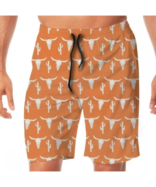 Board Shorts Relaxed Swim Trunks Big & Tall Board Shorts for Boys Mens- Quick Dry Sportwear - Longhorn Cattle Cow Texas Skull...