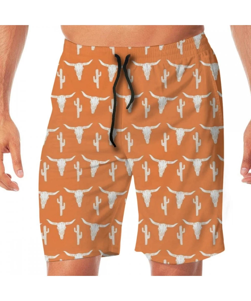 Board Shorts Relaxed Swim Trunks Big & Tall Board Shorts for Boys Mens- Quick Dry Sportwear - Longhorn Cattle Cow Texas Skull...