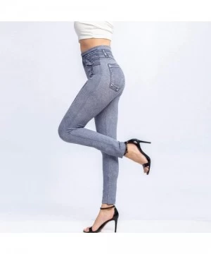 Tops 2020 Fashion Leggings for Women High Waist Print Jeggings Womens Juniors Classic Imitate Denim Skinny Jeans Gray - CM196...