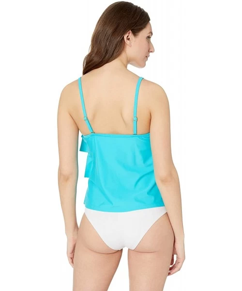 Tankinis Women's Tiered Multi Ruffle Tankini Swimsuit - Teal Green - C218N76KDLX