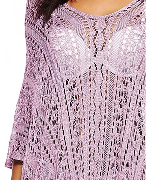 Cover-Ups Women's Summer Pool Swimsuit Bikini Beach Swimwear Cover up Crochet Dress - 01 Pink Mauve - CM18RQKIXXW