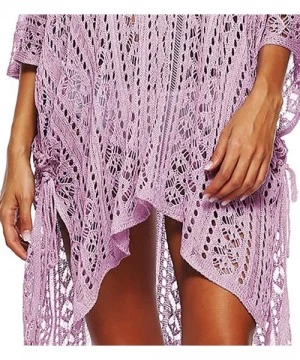 Cover-Ups Women's Summer Pool Swimsuit Bikini Beach Swimwear Cover up Crochet Dress - 01 Pink Mauve - CM18RQKIXXW