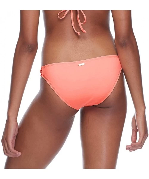 Bottoms Women's Updated Low Rider Mid Rise Bikini Bottom Swimsuit with Side Knot Detail - Blush - CP18ZQ0ZC94