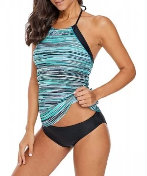 Racing Womens Striped Print Racerback Tankini Swim Top No Bottom Swimsuit - Blue-910 - CW18LG7CTWT