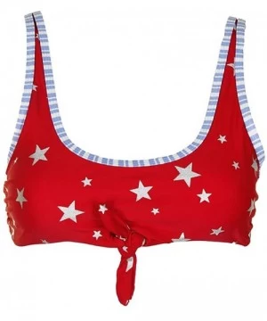 Tops Womens Juniors Americana Metallic Keyhole Bikini Swim Top - Red - CN18ND60DQ9