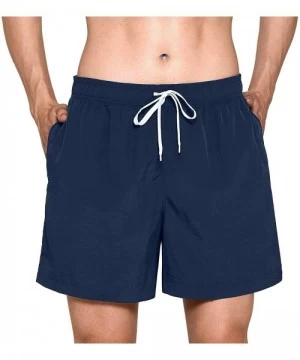 Board Shorts Mens Swim Trunks Quick Dry Bathing Suits Board Shorts Mesh Lining Swimwear with Pockets - A-navy - CW18UUCEC05