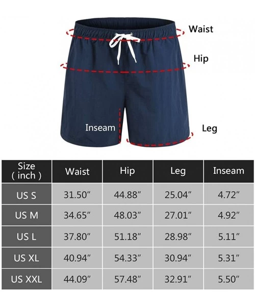 Board Shorts Mens Swim Trunks Quick Dry Bathing Suits Board Shorts Mesh Lining Swimwear with Pockets - A-navy - CW18UUCEC05