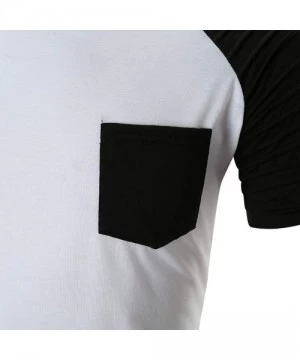 Racing Men Short Sleeve T Shirts V Neck Tee Tops Solid Color Summer Casual Blouse with Zipper - White 2 - C018SCR7H9U