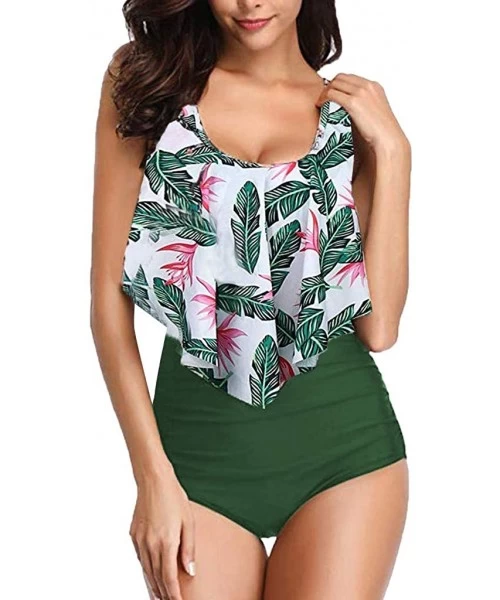 Tankinis Women's Plus Size Bathing Suits Floral Print Two Piece Sexy Backless Vintage Bikini Set Swimdress Beachwear WEI MOLO...