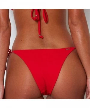 Sets Women's Ribbed Tie Bikini Brazilian Cheeky Bottom String Swimsuit Bathing Suit - Red - CY18Q2KE42W