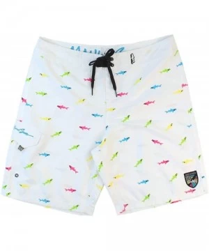 Board Shorts Men's Straight Shark- White - CQ12D8LDOWF