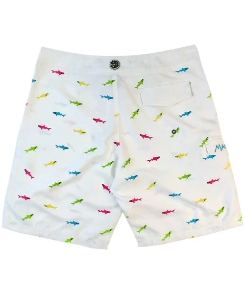 Board Shorts Men's Straight Shark- White - CQ12D8LDOWF