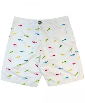 Board Shorts Men's Straight Shark- White - CQ12D8LDOWF