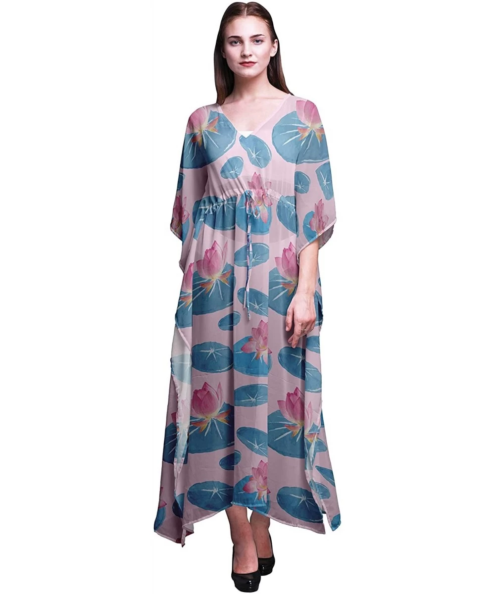 Cover-Ups Beach Kaftan Bikini Cover up Women's Maxi Dress Long Caftan Summer Kimono - Pig Pink4 - CK18SYTXYG0