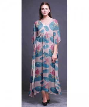 Cover-Ups Beach Kaftan Bikini Cover up Women's Maxi Dress Long Caftan Summer Kimono - Pig Pink4 - CK18SYTXYG0