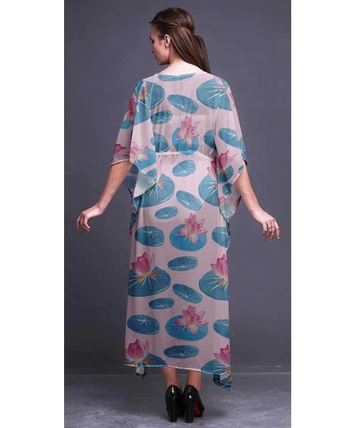 Cover-Ups Beach Kaftan Bikini Cover up Women's Maxi Dress Long Caftan Summer Kimono - Pig Pink4 - CK18SYTXYG0