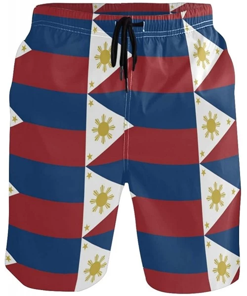 Board Shorts Men's Quick Dry Swim Trunks with Pockets Beach Board Shorts Bathing Suits - Philippines Waving Flag - CF19529WRMT