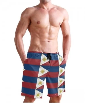 Board Shorts Men's Quick Dry Swim Trunks with Pockets Beach Board Shorts Bathing Suits - Philippines Waving Flag - CF19529WRMT