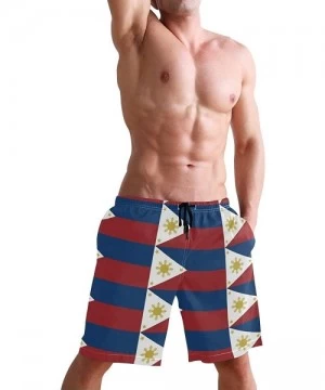 Board Shorts Men's Quick Dry Swim Trunks with Pockets Beach Board Shorts Bathing Suits - Philippines Waving Flag - CF19529WRMT