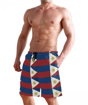 Board Shorts Men's Quick Dry Swim Trunks with Pockets Beach Board Shorts Bathing Suits - Philippines Waving Flag - CF19529WRMT