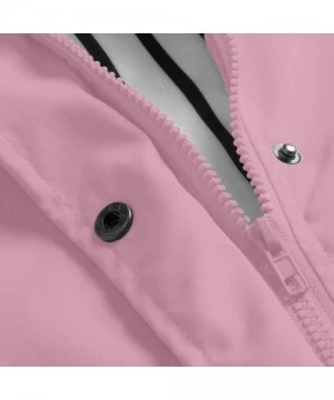 Cover-Ups Women Raincoat Solid Rain Jacket Outdoor Plus Size Waterproof Hooded Windproof Warm Coat - Pink - C018ZKUH9SM