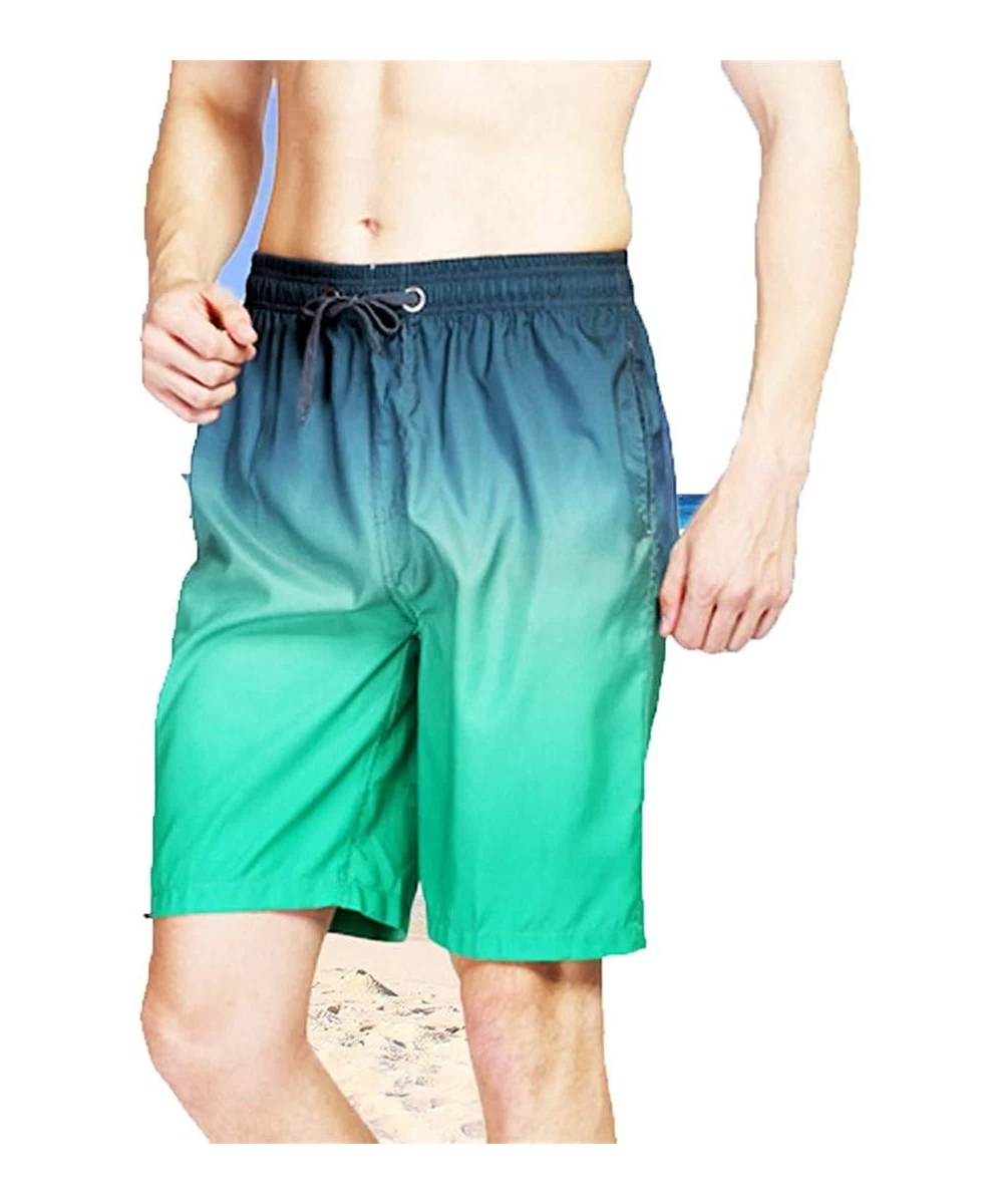 Board Shorts Men's Gradation Color Swim Shorts Trunks Loose Drawstring Swimwear Shorts - Blue - CM1904WN8NH