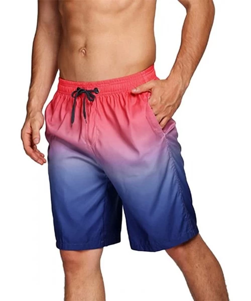 Board Shorts Men's Gradation Color Swim Shorts Trunks Loose Drawstring Swimwear Shorts - Blue - CM1904WN8NH