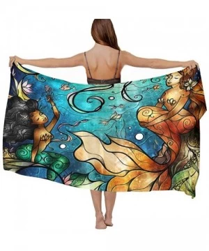 Cover-Ups Women Chiffon Scarf Summer Beach Wrap Skirt Swimwear Bikini Cover-up - Mermaid Under the Sea - CT190HK44ES