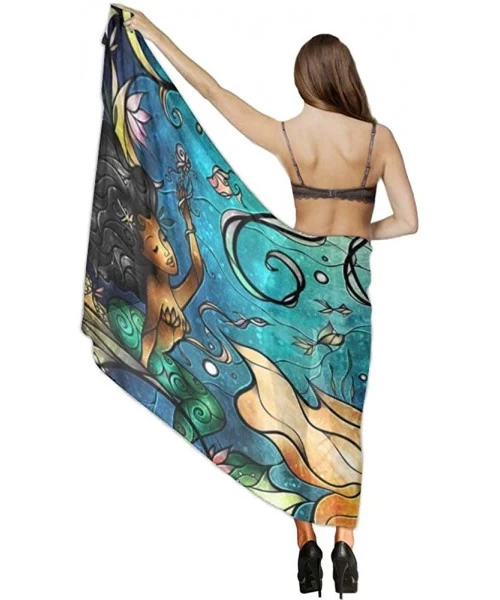 Cover-Ups Women Chiffon Scarf Summer Beach Wrap Skirt Swimwear Bikini Cover-up - Mermaid Under the Sea - CT190HK44ES