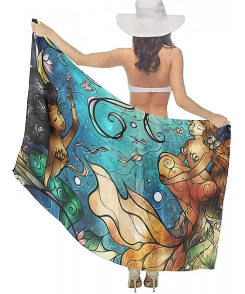 Cover-Ups Women Chiffon Scarf Summer Beach Wrap Skirt Swimwear Bikini Cover-up - Mermaid Under the Sea - CT190HK44ES