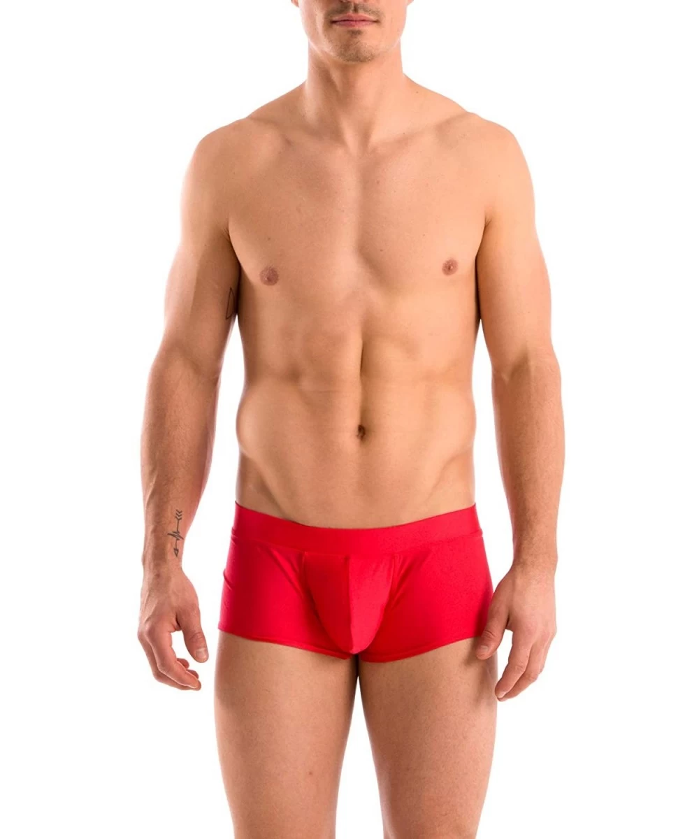 Briefs Mens New Solid Hot Body Boxer Swimsuit - Red - CQ12NAHO57G