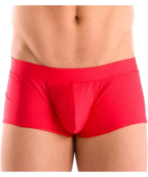 Briefs Mens New Solid Hot Body Boxer Swimsuit - Red - CQ12NAHO57G