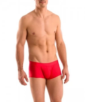 Briefs Mens New Solid Hot Body Boxer Swimsuit - Red - CQ12NAHO57G