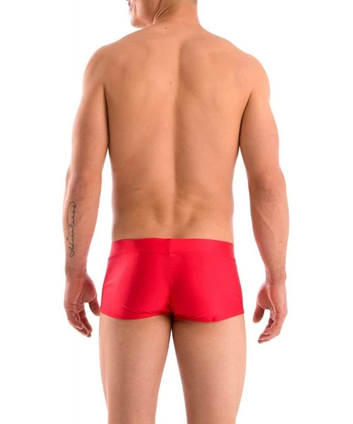 Briefs Mens New Solid Hot Body Boxer Swimsuit - Red - CQ12NAHO57G