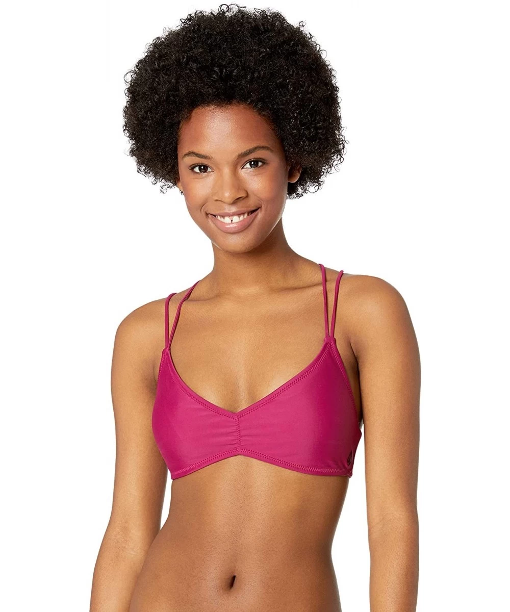 Tops Women's Junior's Simply Solid V Neck Bikini Top - Paradise Purple - C318D556T79