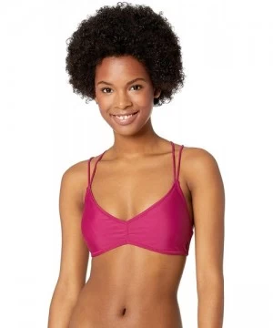 Tops Women's Junior's Simply Solid V Neck Bikini Top - Paradise Purple - C318D556T79