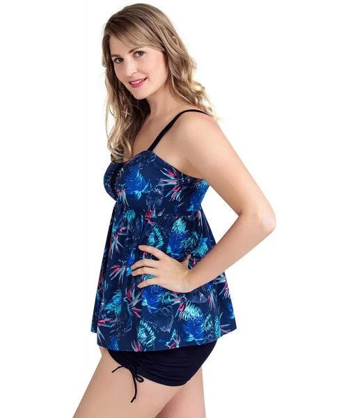 One-Pieces Women's Two Piece Swimwear Sexy V Neck Tummy Control Tankini Plus Size Swimsuit - Firework - CS18S5IM8WN