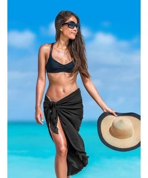 Cover-Ups 2 Pieces Women Beach Wrap Sarong Cover Up Chiffon Swimsuit Wrap Skirts - Black - CG18UZXIIX2